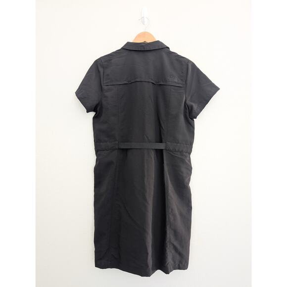 The North Face Class V Nylon Dress Size Large Black Mini Dress Belted Front Zip - Picture 5 of 8